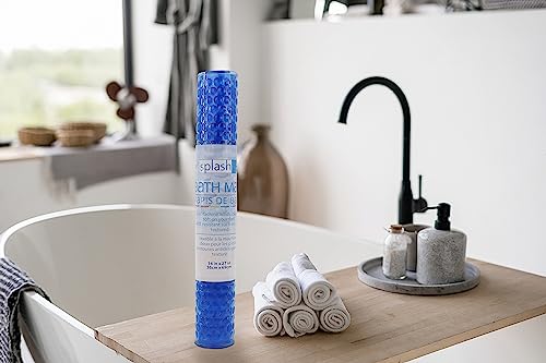 Splash Home Non-Slip Bathtub Mat, 27" x 14", Blue - Durable PVC with 112 Suction Cups