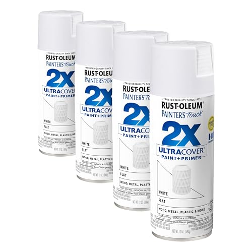 Rust-Oleum Painter's Touch 2X Flat White Spray Paint 12 oz (Pack of 4)