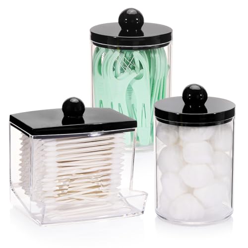Tbestmax 10oz Cotton Ball Holder & Qtips Dispenser - Black