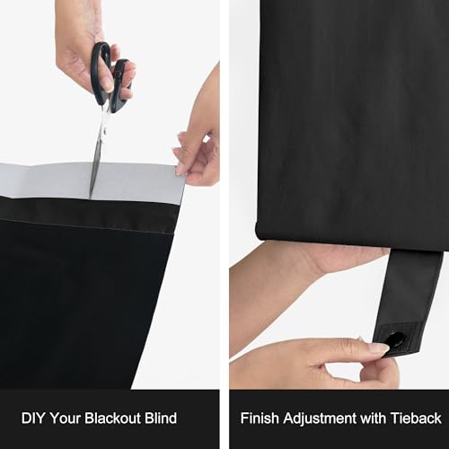 NICETOWN 100% Blackout Door Curtain - 26"W x 72"L Cordless Window Shade, Black