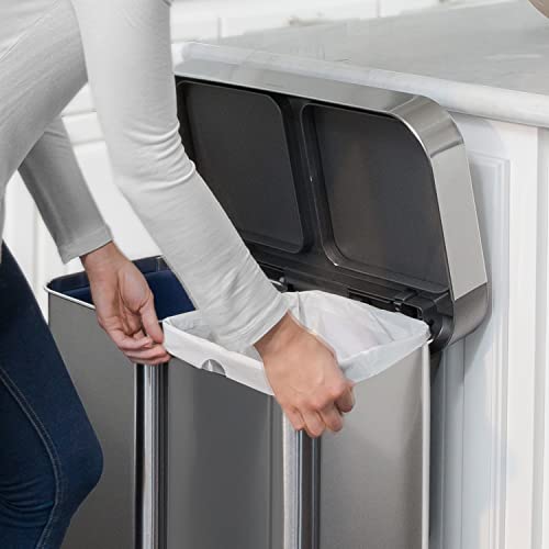 simplehuman Code H Custom Fit Trash Liners, 30-35 Liter, 60 Count, Clear
