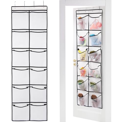 GOMAJI Over The Door Shoe Organizer with 12 Mesh Pockets - White
