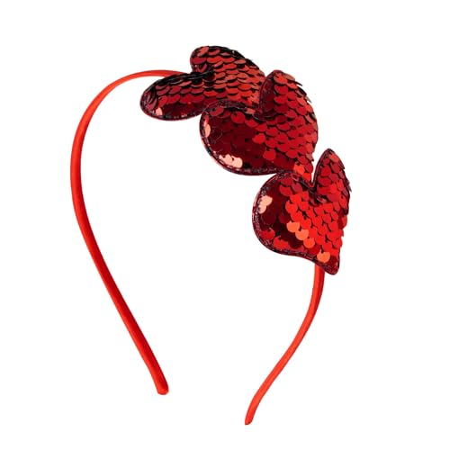 SUMERSHA Red Sequin Heart Headband Glitter Love Hair Band for Women