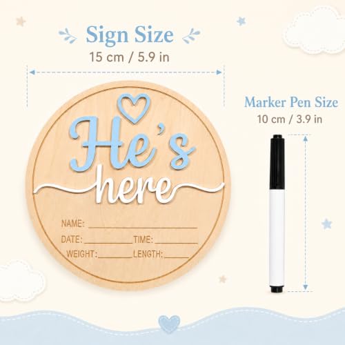 Wooden Baby Announcement Sign - 5.9 Inch Newborn Photo Prop