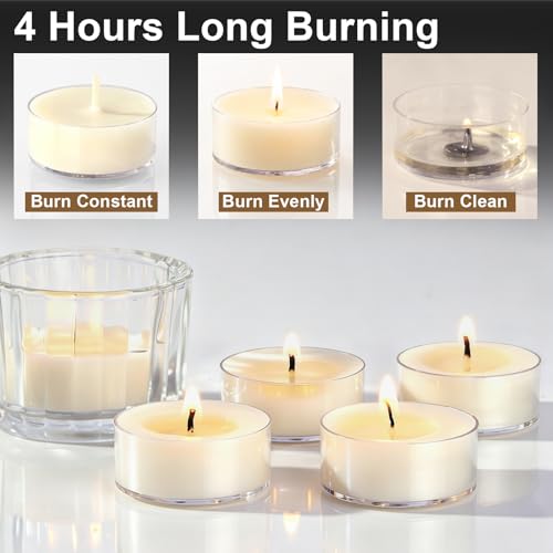 DILILILI 25 Pack Soy Wax Tea Light Candles, 4-Hour Unscented Votive Candles