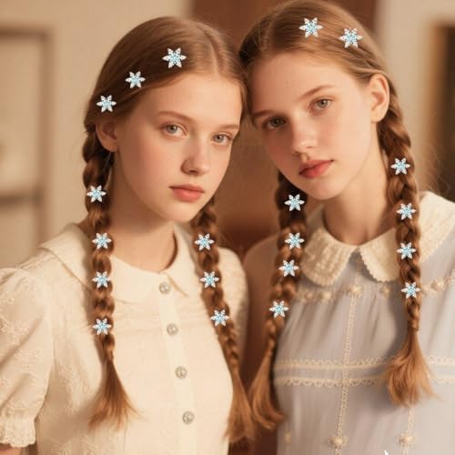 Sparkling Snowflake Rhinestone Hair Clips 10-Piece Set Green