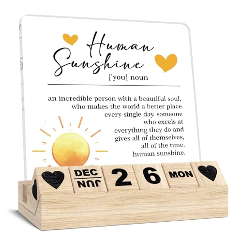 Ythuil Orange Wooden Block Calendar - Inspirational Desk Decor for Women & Men