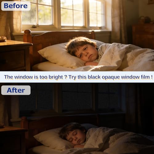 YUJIASH Blackout Window Film 17.5x78.7 Inch Static Cling Room Darkening Privacy