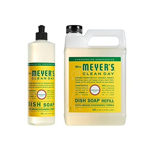 Mrs. Meyer’s Honeysuckle Dish Soap Refill 64oz - Plant-Based, Cruelty-Free