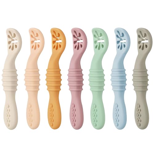 PandaEar Silicone Baby Feeding Spoons – 7 Pack, BPA Free