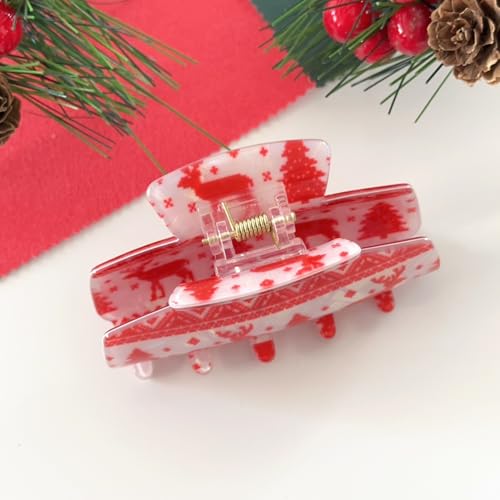 Christmas Hair Claw Clip Cute Holiday Deer Non-Slip Acrylic Hair Accessory