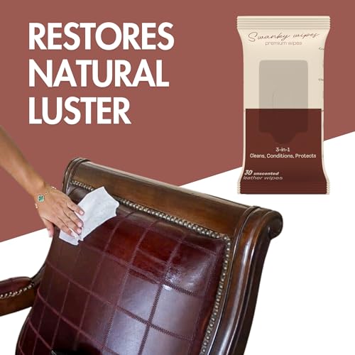 Swanky Leather Cleaner & Conditioner Wipes - 60 Count, Restores Shine
