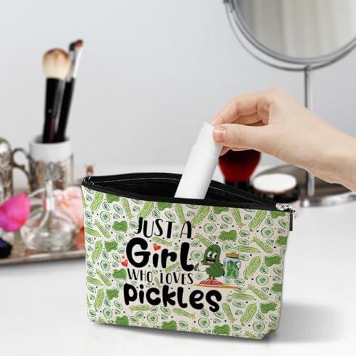 Funny Pickle Makeup Bag Cotton Linen Cosmetic Pouch Gift for Women