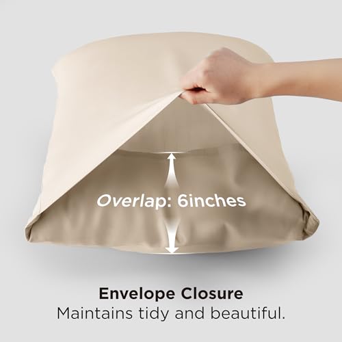 Bedsure Queen Pillow Cases, 100% Rayon from Bamboo - Beige, Set of 2