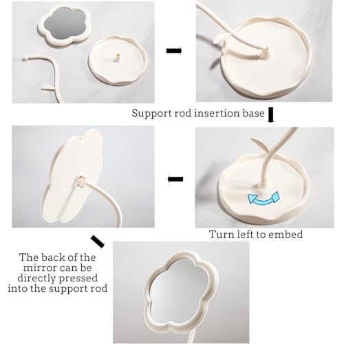 White Flower Desktop Makeup Mirror with Organizer Tray - 360° Rotating