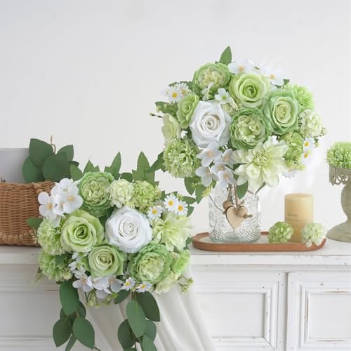 Artificial Flower Set - 4 Pcs Peony and Rose Bouquets for Home Decor