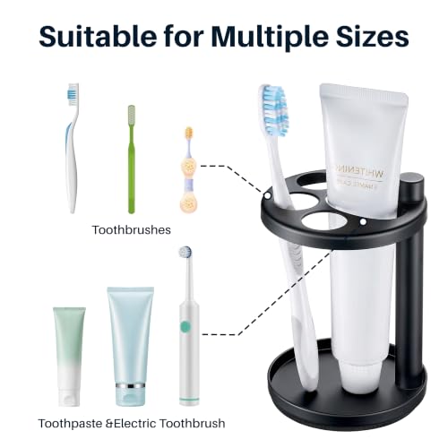 Black Metal Electric Toothbrush & Toothpaste Holder - Family Bathroom Caddy