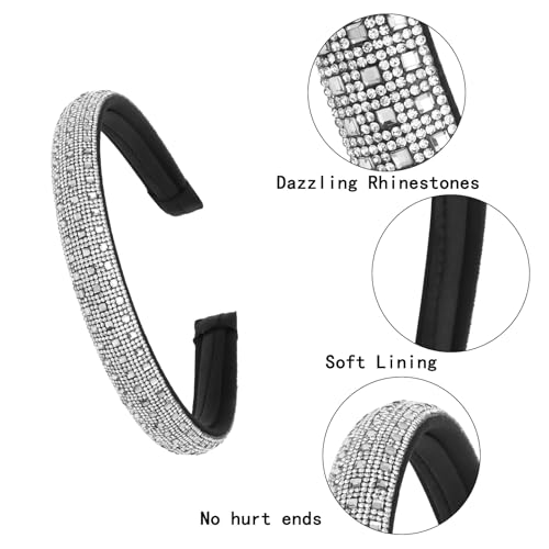 Esitrormi 2 PCS Rhinestone Headbands for Women Sparkly Hair Bands