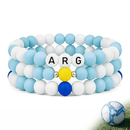 Goldwise Soccer Fan Bracelet Set for Men 3PCS Team Spirit Wristbands
