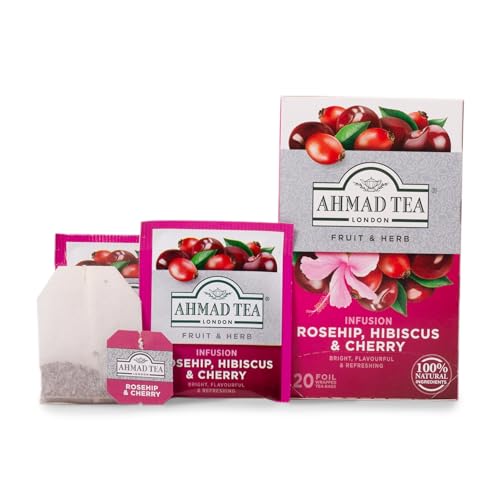 Ahmad Tea Rosehip Hibiscus Cherry Herbal Tea - Decaf & Sugar-Free, 20 Ct - Rosehip Hibiscus / 20 Count