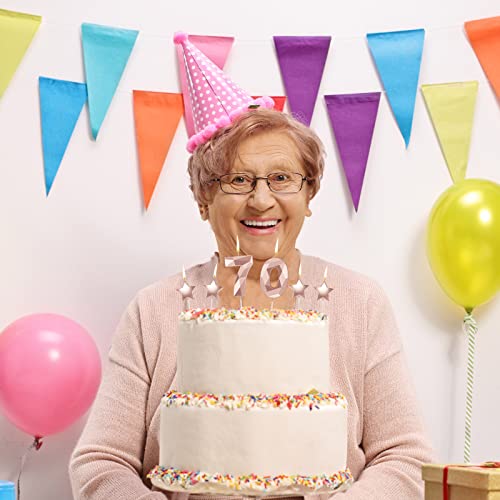 70th Birthday Candles Set - 3D Diamond & Star Cake Toppers