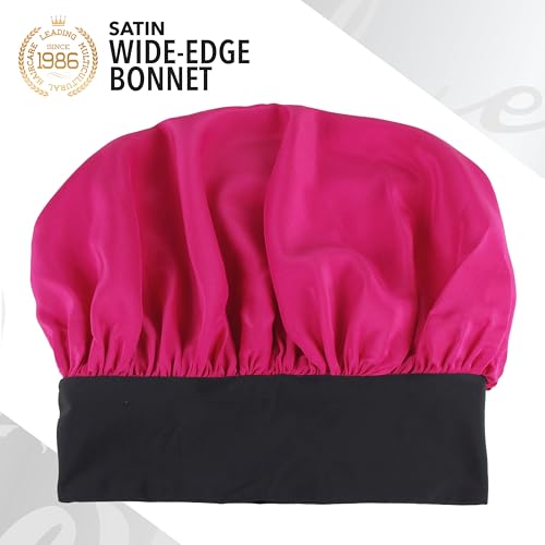 Evolve Satin Wide Edge Bonnet Fuchsia Large Fit for Thick Hair