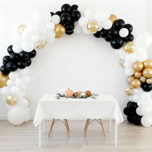 Black, Gold & White Balloons - 60PCS 12 Inch Confetti Set for Parties