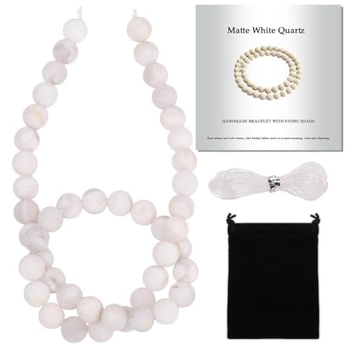 THRELE 8mm Matte White Quartz Bead Kit with Cord and Storage Bag