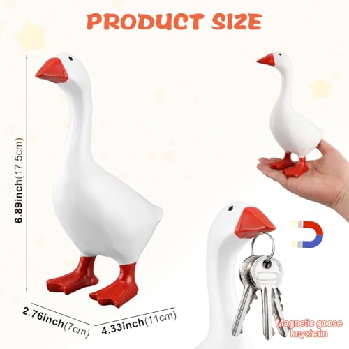 Trenqular 7-Inch Magnetic White Goose Key Holder Statue for Desk