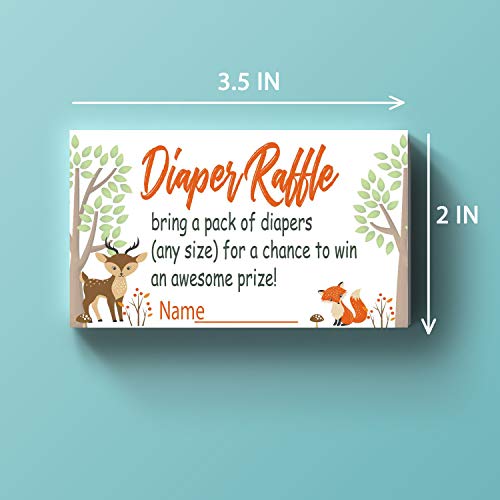 Woodland Creature Diaper Raffle Tickets for Baby Shower - 50 Count