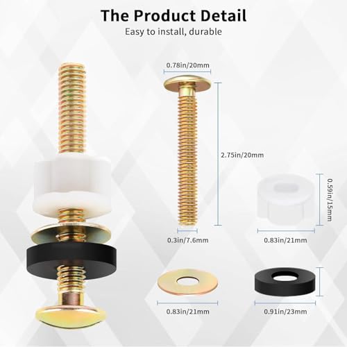 Universal Metal Toilet Seat Screws Kit - Durable Fastener Set