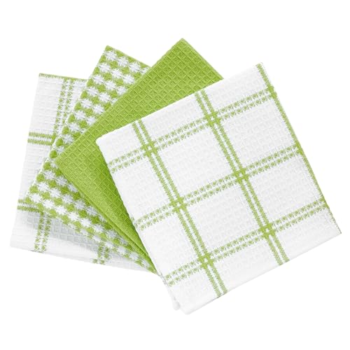 T-Fal Premium Green Waffle Dish Cloths 4-Pack - Highly Absorbent Kitchen Towels