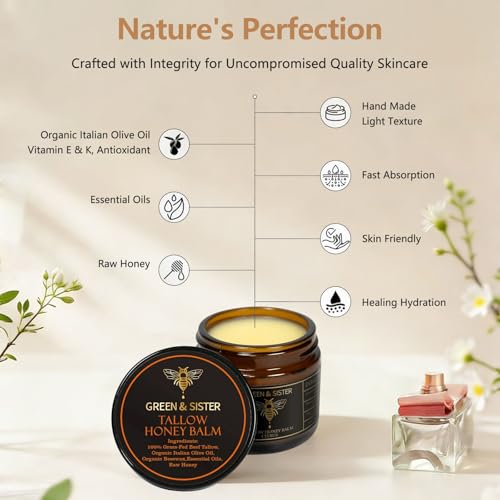 Grass-Fed Beef Tallow Balm with Raw Honey - Citrus Moisturizer for Face & Body