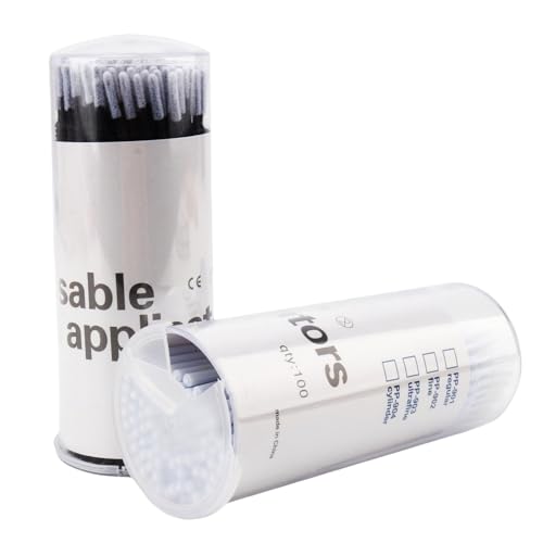 Mekupeu 200 Pcs Disposable Micro Swabs and Eyelash Extension Applicator Brushes