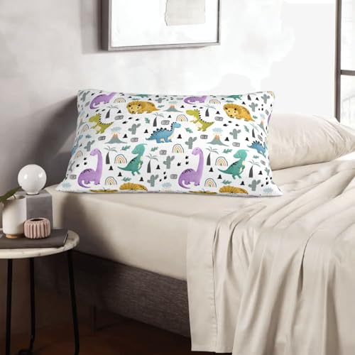 Dinosaurs Pillowcase - Soft Plush Polyester with Zipper, 20x30 inches