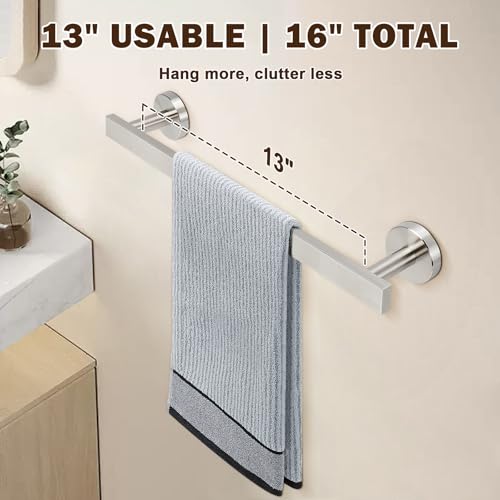 Siyzda 16-Inch Brushed Nickel Towel Bar - SUS304 Stainless Steel Wall Mount