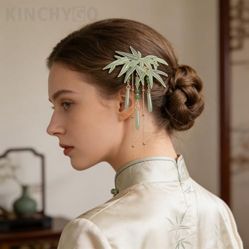 KINCHYGO Leaf Tassel Hair Clips 2 Pack Wedding Hairpin Headpiece