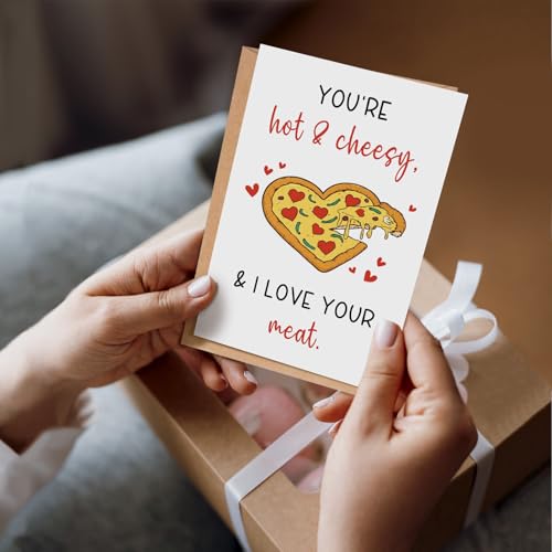 Funny Pizza Pun Valentine's Day Card for Him - Cheesy Love Message