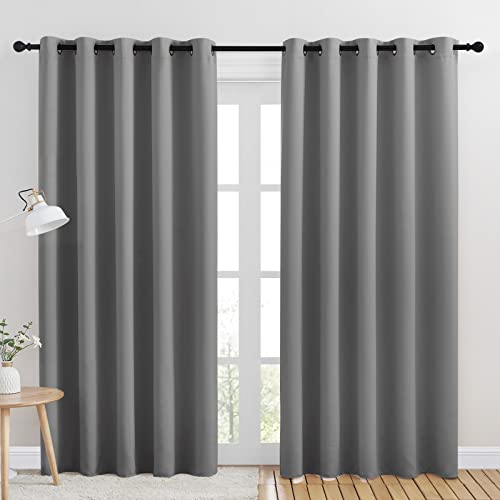 NICETOWN Silver Gray Blackout Curtains, 70" x 84" (2 Panels)