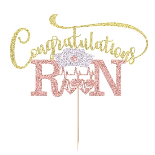 Congratulations RN Cake Topper - Glitter Nurse Graduation Decor