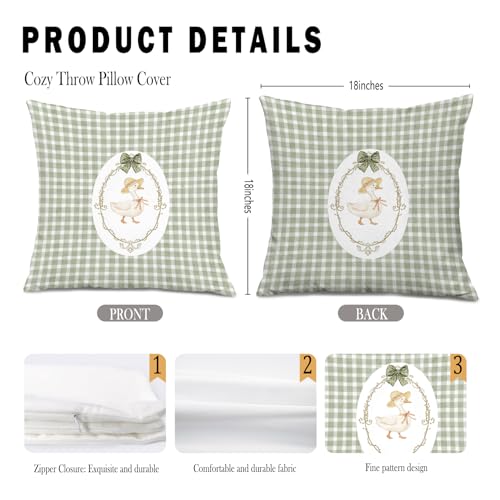 Sage Green Buffalo Plaid Pillow Covers 18x18 - Cozy Flannelette Decor