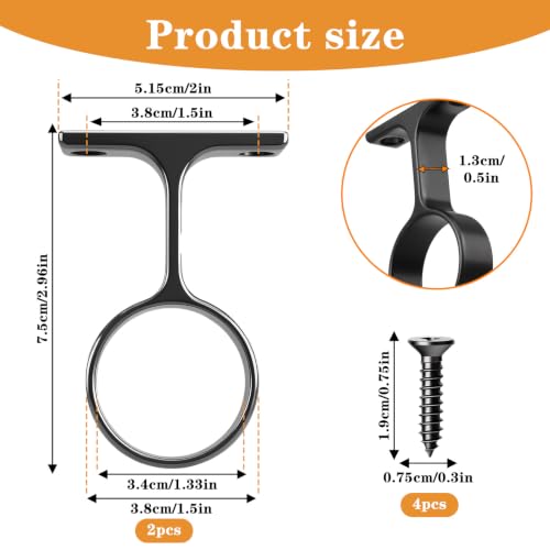 Lusofie 2-Pack Ceiling Mount Closet Rod Brackets, 1-5/16 Inch, Black