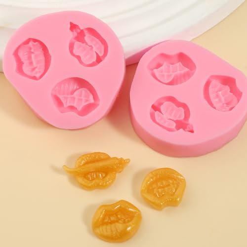 2 Pcs Lip Print Silicone Candy Molds for Chocolate, Fondant, and Resin Crafts
