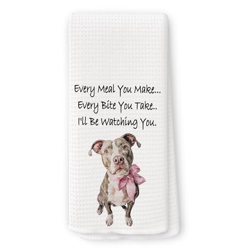 Pink Bow Pitbull Kitchen Towel 16x24 Dog Lover Dish Tea Towel
