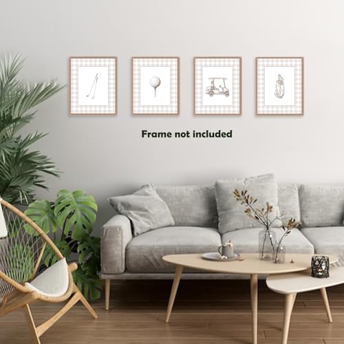 Pleonox Retro Golf Wall Art Prints Set of 4, 8x10 Inch Nursery Decor