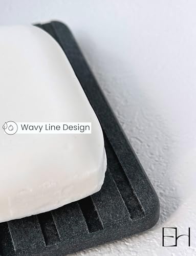 Gray Diatomite Stone Soap Dish - Water Absorbing Drying Tray for Bathroom