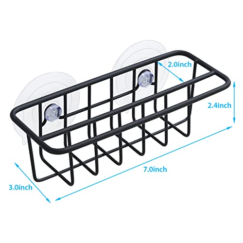 TESOT Black Sink Caddy Sponge Holder with Suction Cups & Adhesive