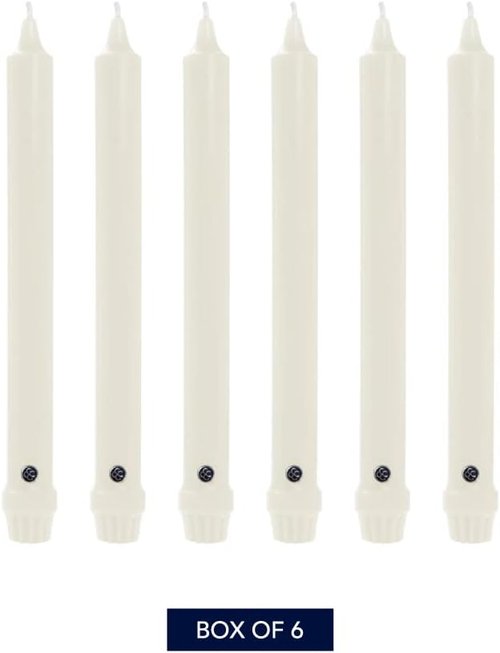 Colonial Candle Unscented Taper Candles - Classic Ivory, 10 in, Pack of 6 | Up to 8 Hours Burn