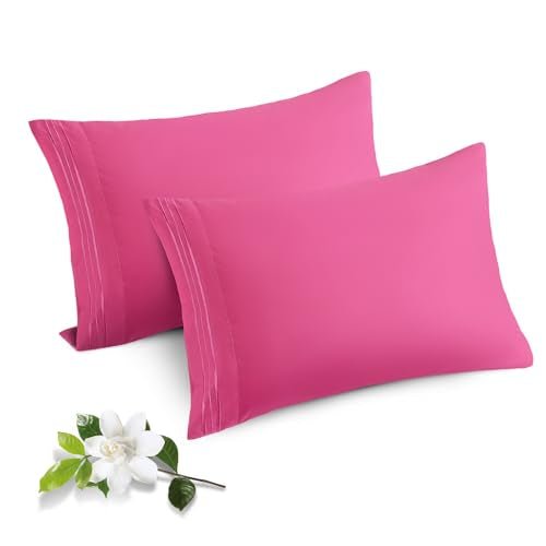 Horbaunal Microfiber Pillowcases, Standard Size (20"x26"), Hot Pink, 2 Pack