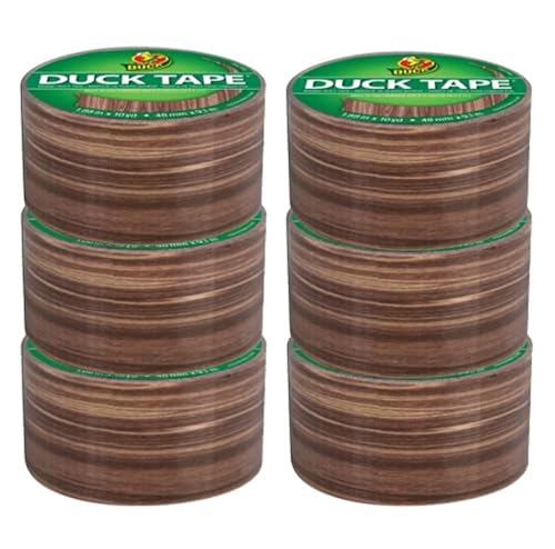 Duck Brand Printed Duct Tape, Woodgrain Pattern, 6-Roll Pack, 60 Total Yards